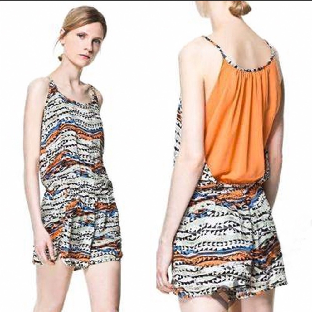 Zara W&B Collection Tribal Print Romper